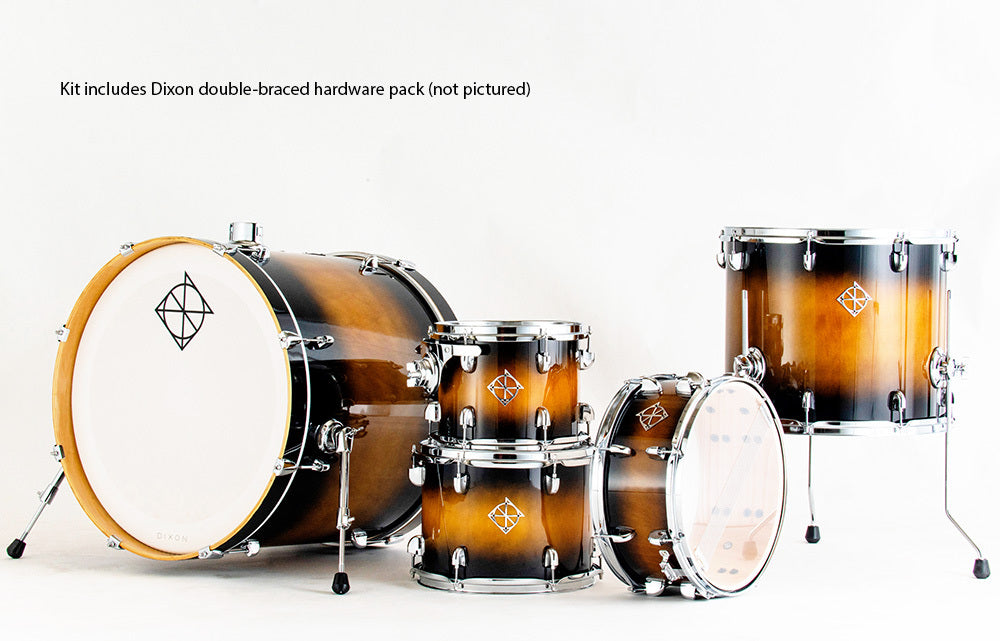 Dixon Fuse Maple 522 Series 5-Pce Drum Kit in Brown Burst Gloss with hardware