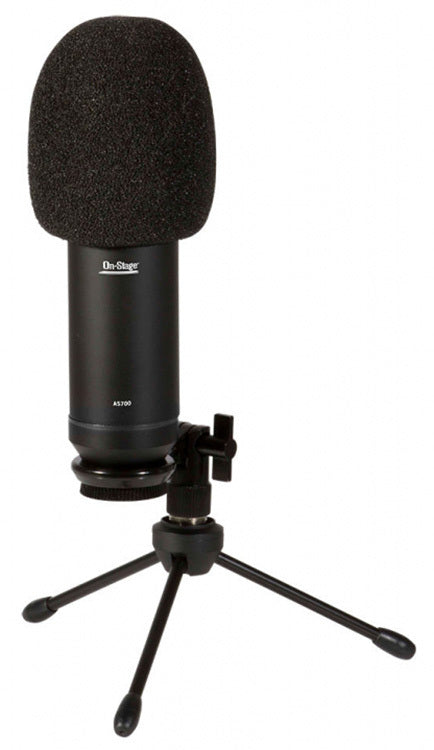 On Stage AS700 USB Large-Diaphragm Condenser Microphone Comes with Desktop Mini Tripod Stand