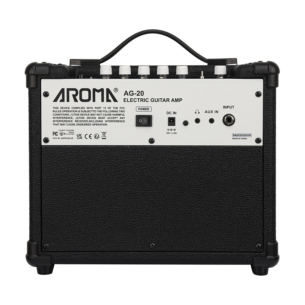 Aroma AG-20 20W Electric Guitar Amplifier Black