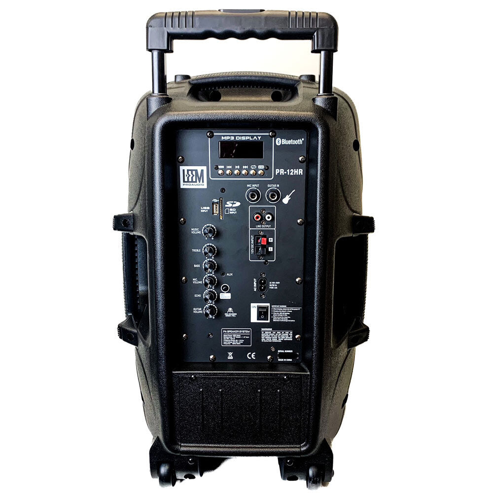 Leem PR-12HR Rechargeable Active 120W 2-Way 12" PA Speaker System with Wireless Mics