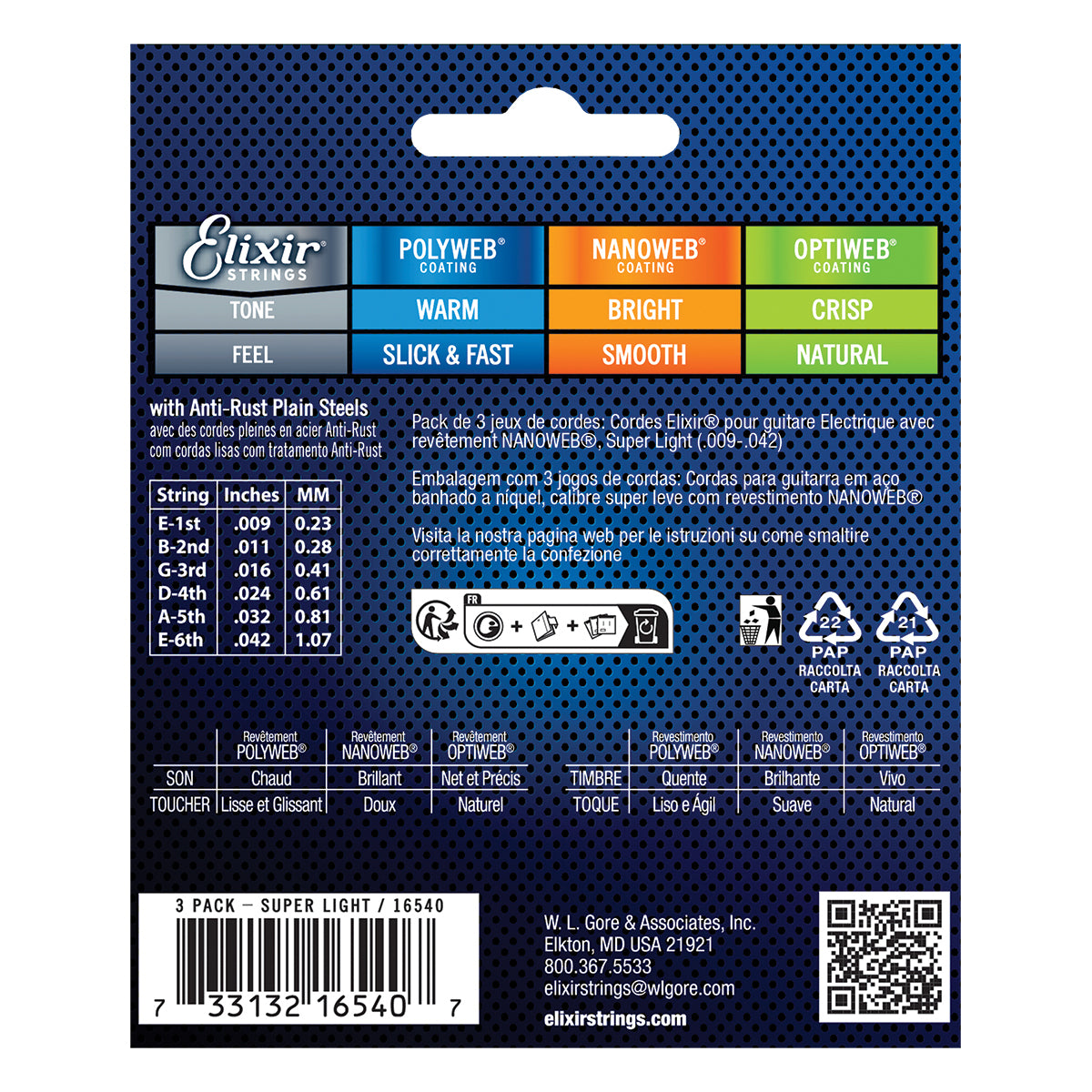 ELIXIR 16540 NANOWEB ELEC 9-42 3 PACK S/LIGHT