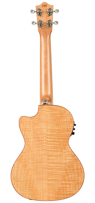 Lanikai Flamed Maple Series Tenor AC/EL Ukulele in Natural Satin Finish with Lanikai Deluxe Gig Bag