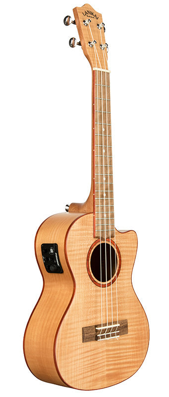 Lanikai Flamed Maple Series Tenor AC/EL Ukulele in Natural Satin Finish with Lanikai Deluxe Gig Bag