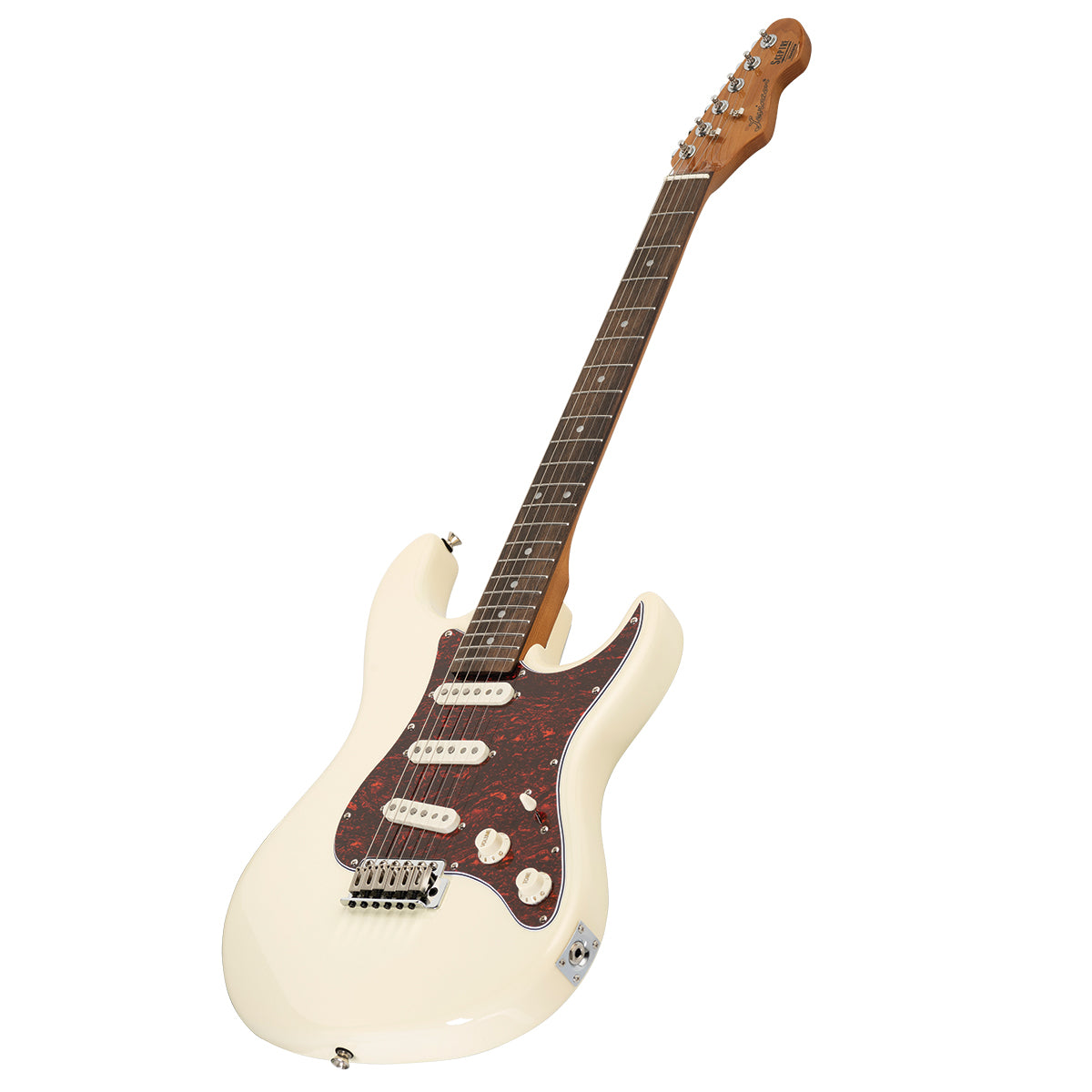 Levinson Sceptre Ventana Std Olympic White Double Cutaway3SC w Indian Laurel Board