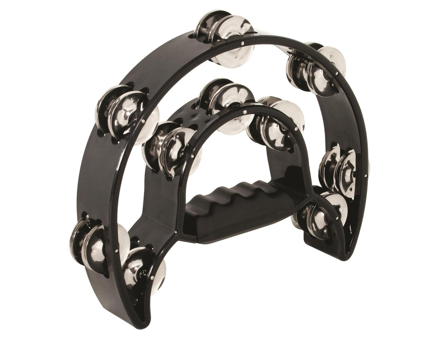MANO PERCUSSION Handheld Tambourine Black ABS w/Steel Jingles TMP13B