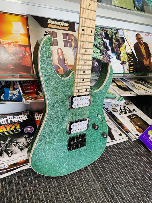 S/H IBANEZ RG421MSP - GREEN SPARKLE IN CASE