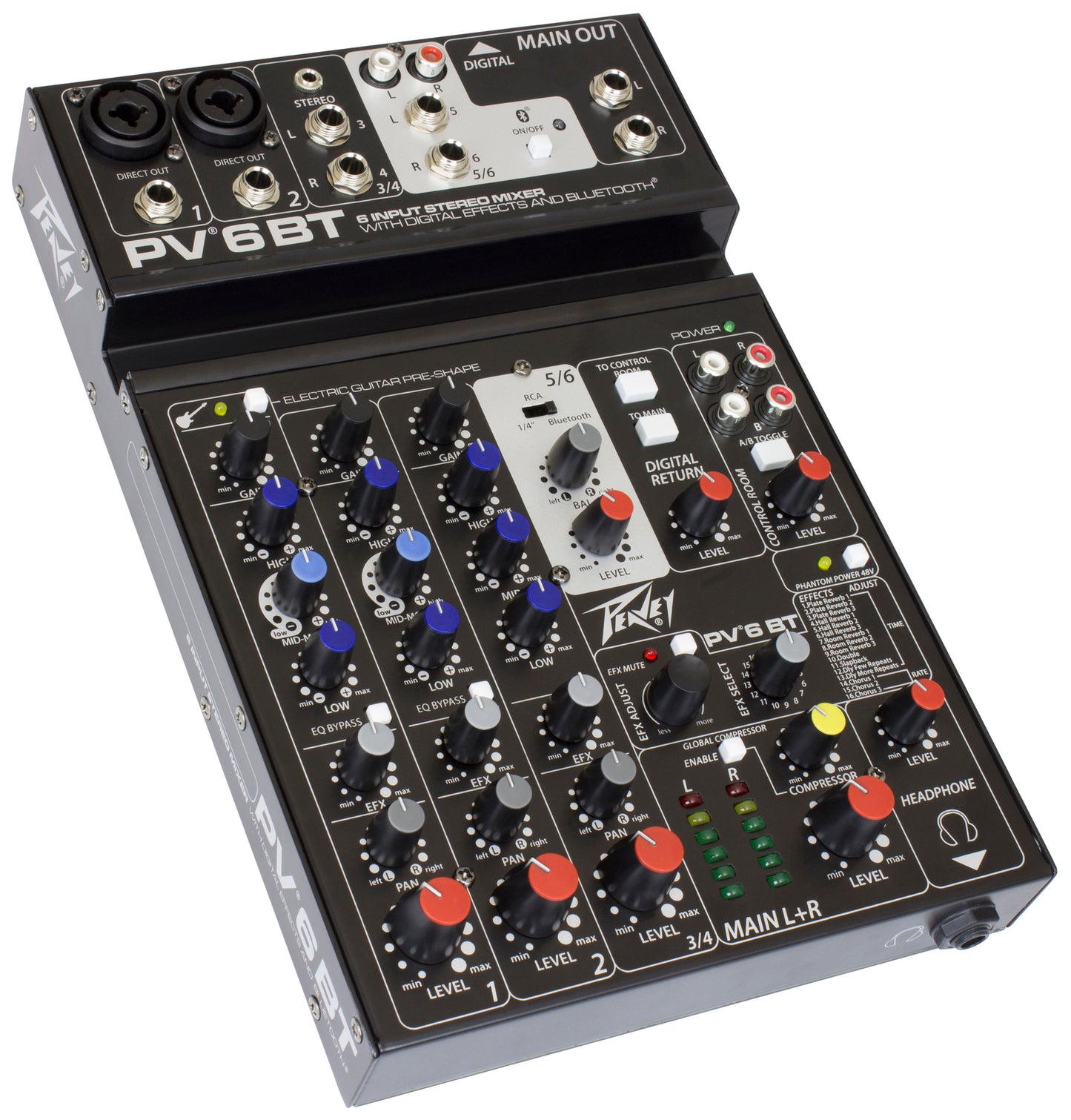 Peavey PV Series PV-6BT Compact 6-Channel Mixer with BT