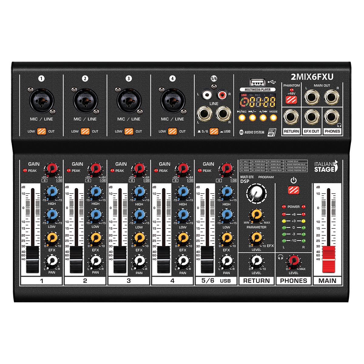 Italian Stage 2MIX6FXU 6-Channel Stereo Mixer