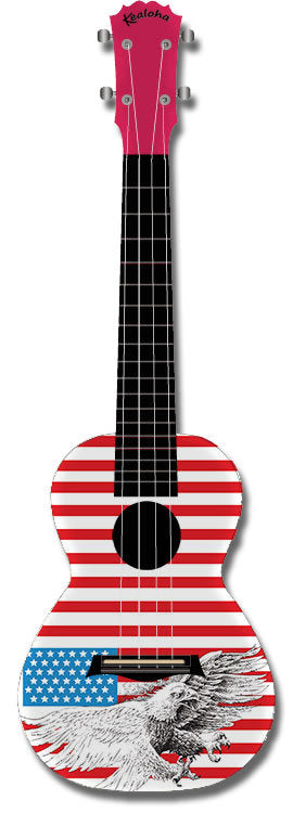 KEALOHA CONCERT UKULELE USA FLAG W/EAGLE