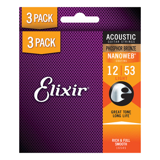 ELIXIR NANO PB 12-53 3 PACK LIGHT STRING