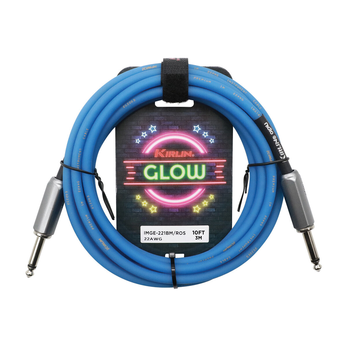Kirlin 10ft Glow Guitar Cable Blue # IMGE-221BM-ROS-10 Royal Sapphire