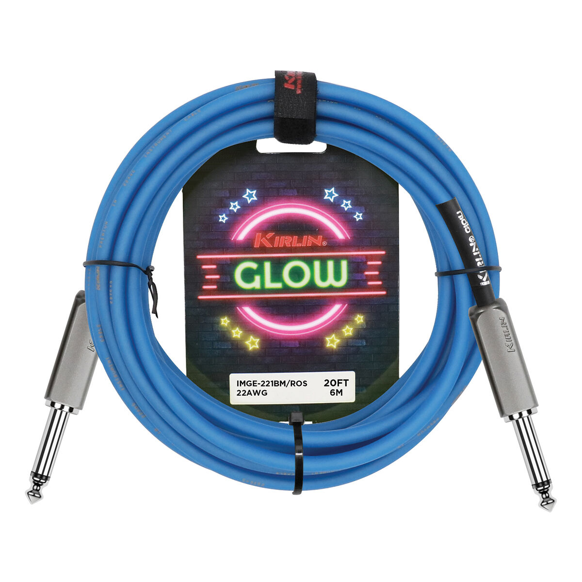 Kirlin 20ft Glow Guitar Cable Blue Royal Sapphire