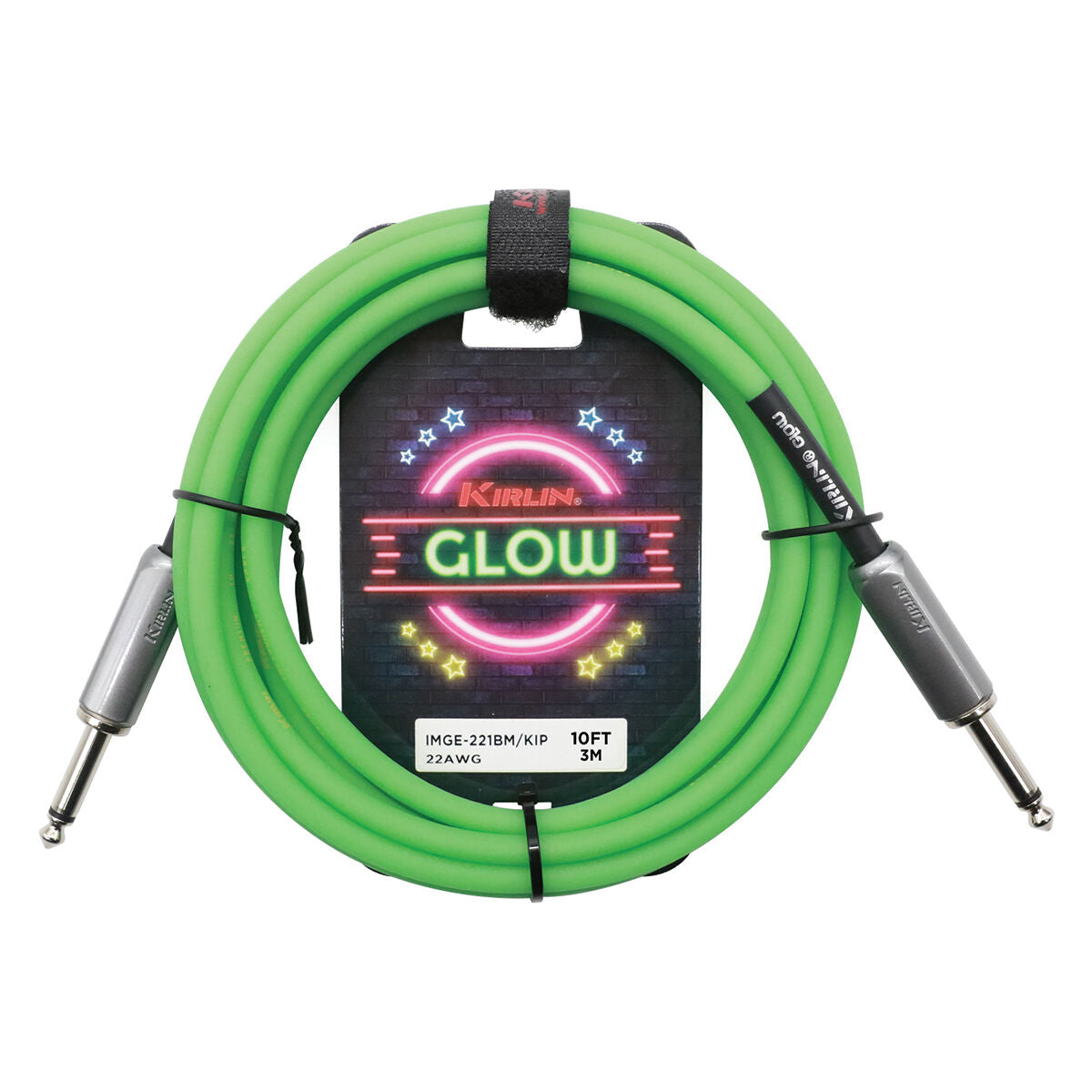 vKirlin 10ft Glow Guitar Cable Green Kiwi Pop