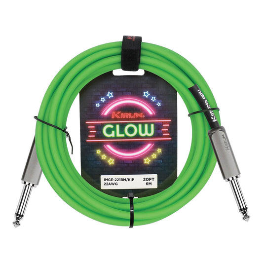 Kirlin 20ft Glow Guitar Cable Green Kiwi Pop