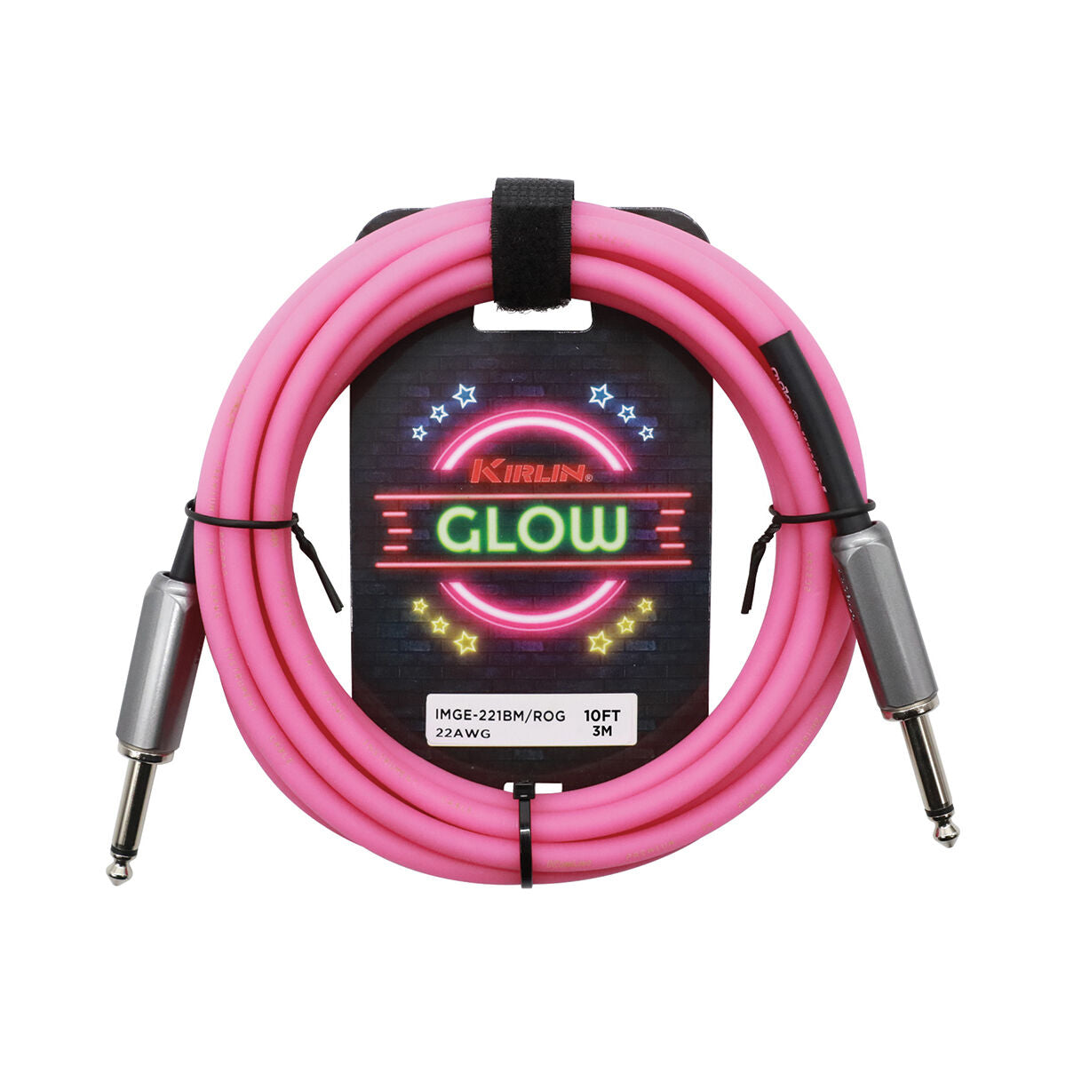 Kirlin 10ft Glow Guitar Cable Pink Rose Glow
