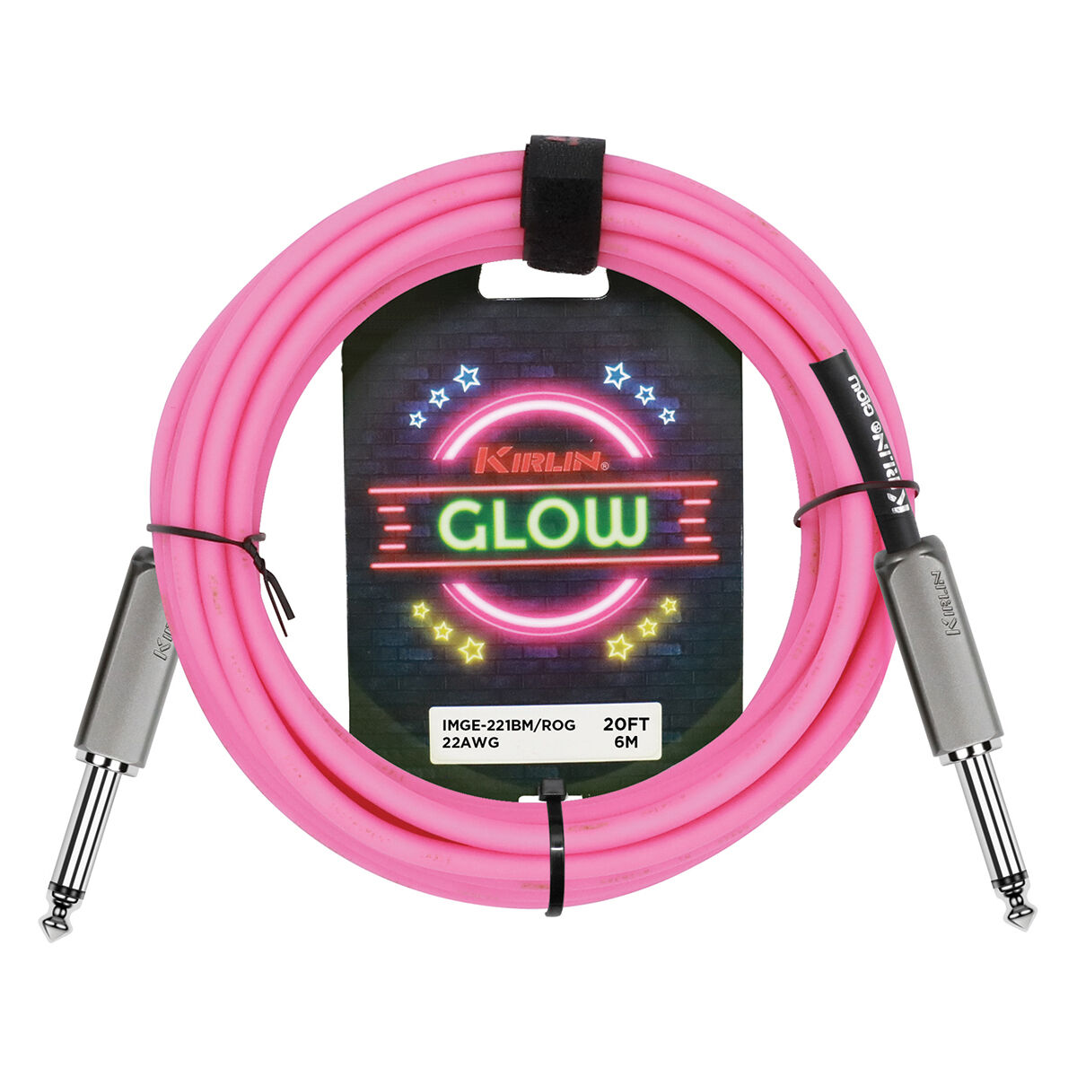Kirlin 20ft Glow Guitar Cable Pink Rose Glow
