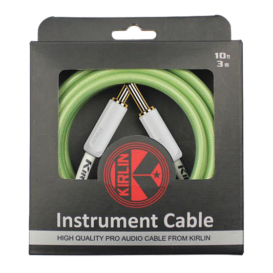 Kirlin PVC Woven Guitar Cable 10Ft Green