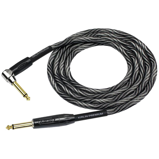 Kirlin 10ft Premium Plus Wave Black Guitar Cable Right Angle to Straight