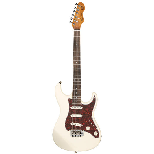 Levinson Sceptre Ventana Std Olympic White Double Cutaway3SC w Indian Laurel Board