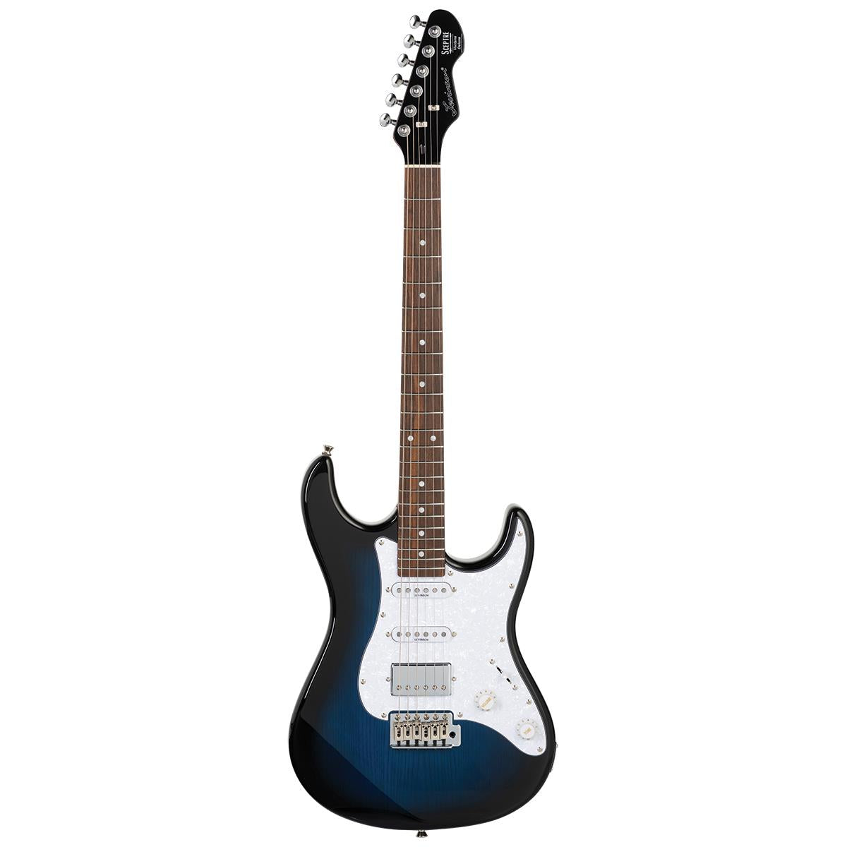 Levinson Sceptre Ventana Dlx Blue Double Cutaway Ocean Blue HSS w Walnut Board