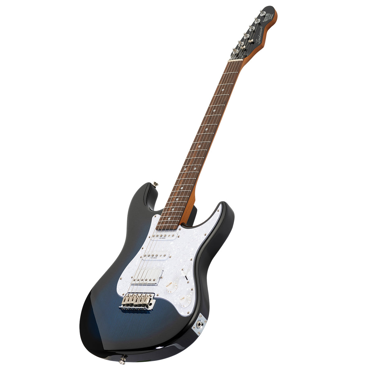 Levinson Sceptre Ventana Dlx Blue Double Cutaway Ocean Blue HSS w Walnut Board