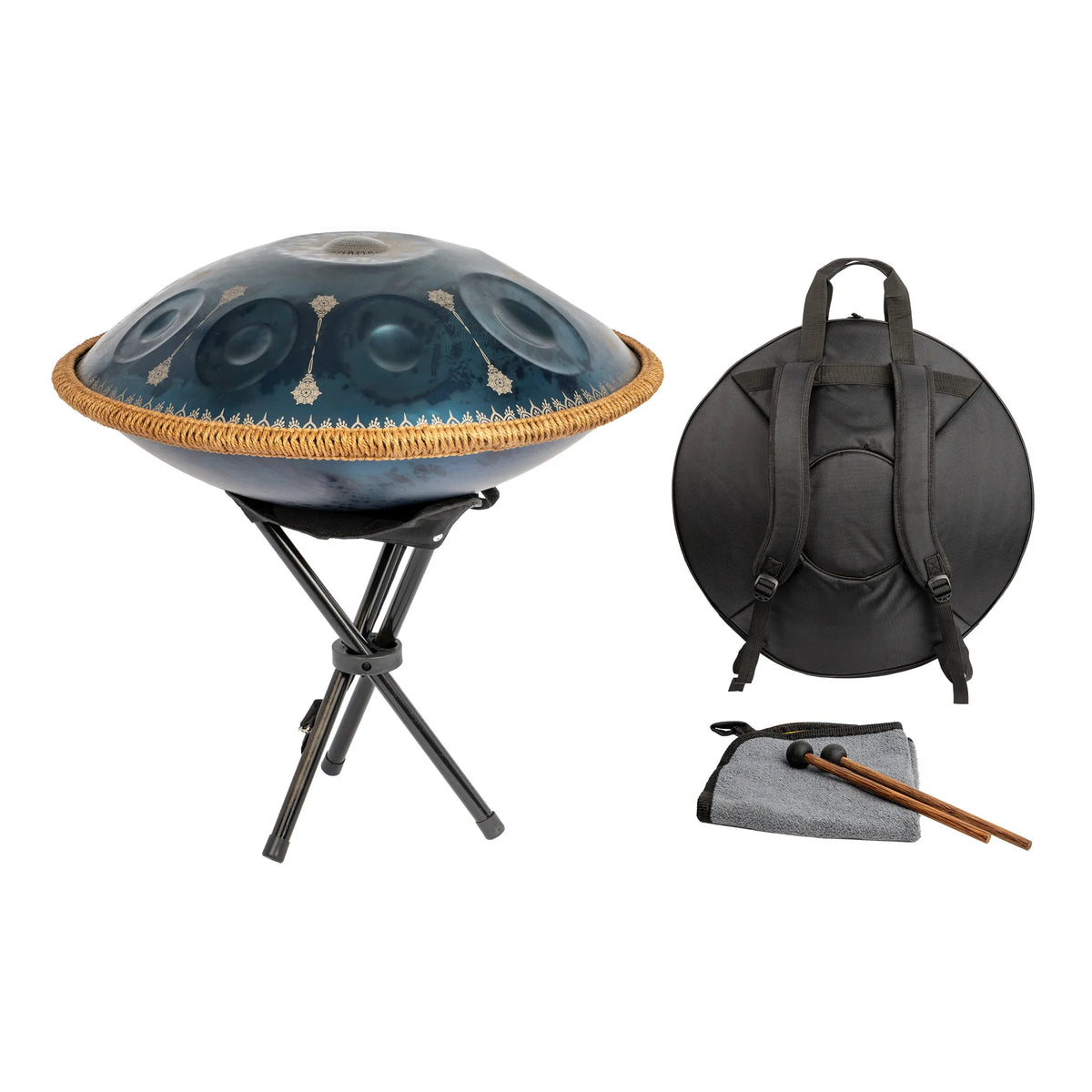 MANO 22 inch 10 NOTE HANDPAN - MANDALA - Metallic Blue