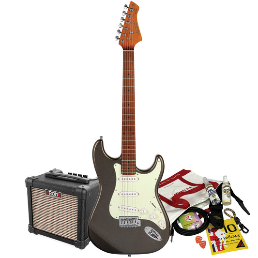 Northstar S-Style Electric Guitar Charcoal Frost with Aroma 10W Amp & Accessory Pack