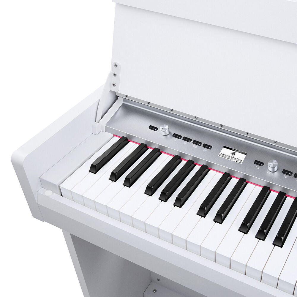 NU-X NCK-330 Upright 88-Key Digital Piano in White Finish w/ Bonus Piano Bench