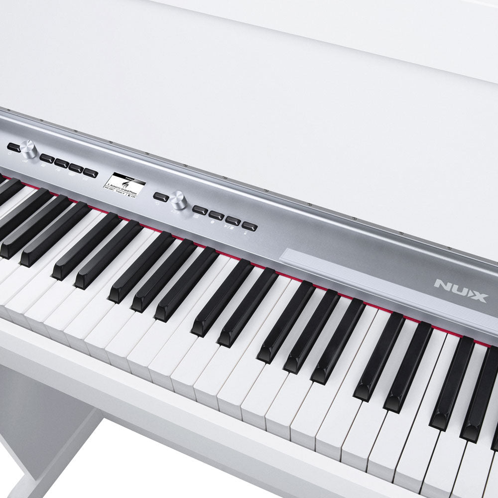 NU-X NCK-330 Upright 88-Key Digital Piano in White Finish w/ Bonus Piano Bench