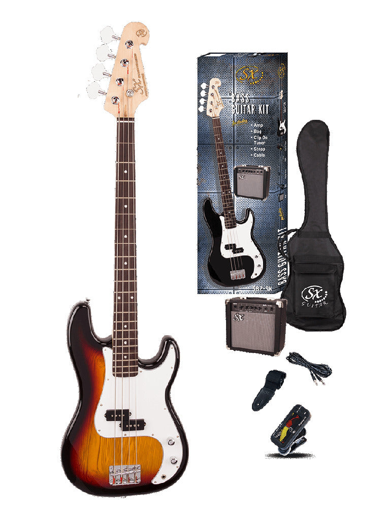 SX Bass Guitar and Amp KIT 3 TONE SUNBURST