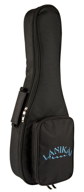 Lanikai Deluxe Concert Ukulele Gig Bag in Black Front Zipper Accessory Pocket