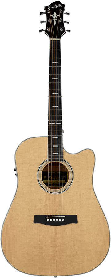 Hagstrom Siljan II Series Dreadnought AC/EL Guitar with Cutaway in Natural
