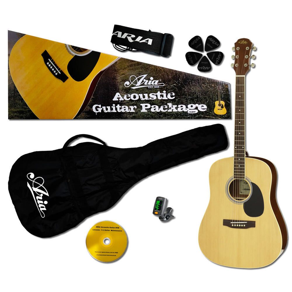 Aria Prodigy Series Acoustic Guitar Package Matte Natural