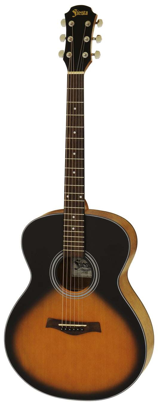 Aria Fiesta Series Folk Acoustic Guitar in Tobacco Sunburst Matte Finish
