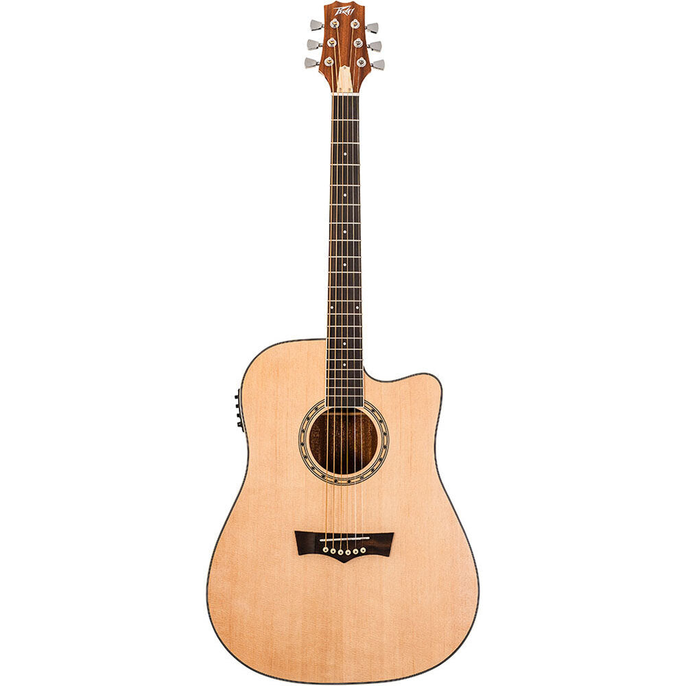 Peavey DW2 Delta Woods Series Dreadnought AC/EL Guitar with Cutaway in Natural Satin Finish